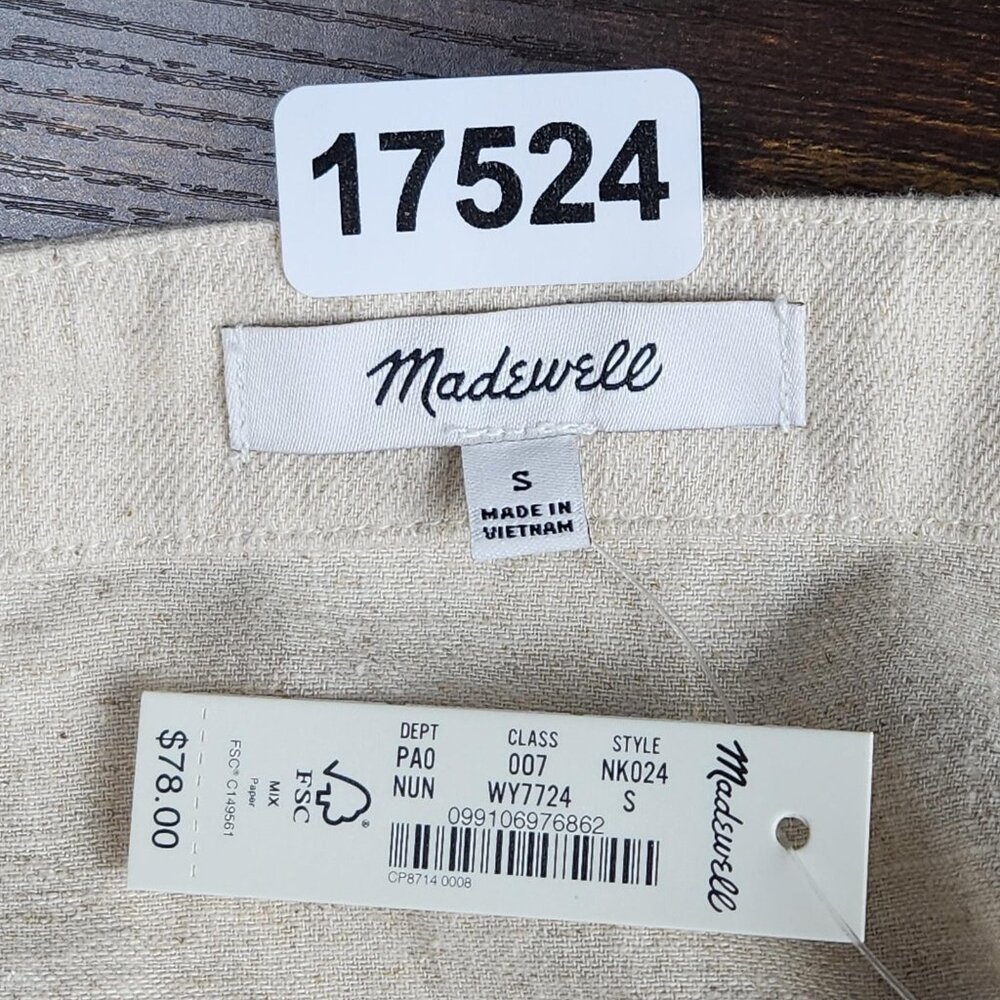 Madewell Shirt Womens Small Cream Natural Linen Cotton Square Neck Top NEW - Picture 8 of 10